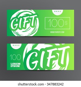 Gift voucher template set. Two gift cards design.