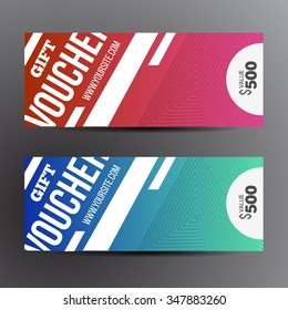 Gift voucher template set. Two gift cards design.