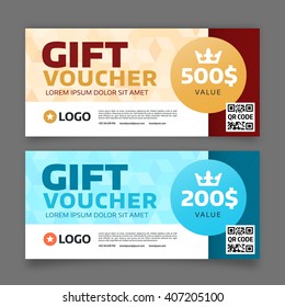 Gift voucher template, set of two cards with place for your text, vector graphic design