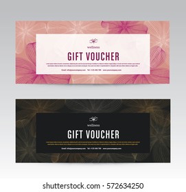 Gift Voucher template for Spa, Flower Spring Hotel Resort, Vector illustration