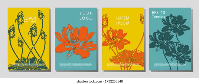 Gift Voucher template for Spa, Hotel Resort, Vector illustration. flowers lotus pattern, book background.