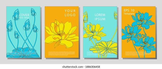 Gift Voucher template for Spa, Hotel Resort, Vector illustration. flowers lotus pattern, book background.
