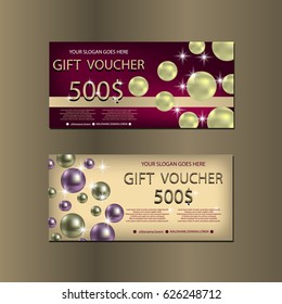 Gift Voucher Template With Sparkles and Pears For your Design. Vector Illustration