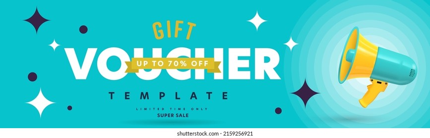 Gift voucher template. Special offer up to 70 percent off vector illustration