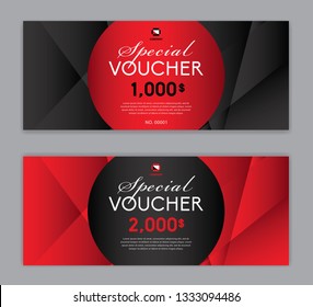 Gift Voucher template, Special Voucher, Sale banner, Horizontal  layout, discount cards, headers, website, red background, vector illustration EPS10