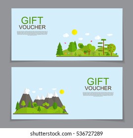 Gift Voucher Template for Summer Natural Background. Discount Coupon. Vector Illustration EPS10