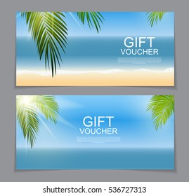 Gift Voucher Template for Summer Natural Background. Discount Coupon. Vector Illustration EPS10