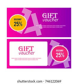 Gift Voucher Template with Triangle Design & Stars. Vector illustration