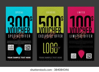 Gift voucher template. Two side of discount voucher or gift certificate layout. Promo coupon of discount  special offer. Voucher card template vector design.