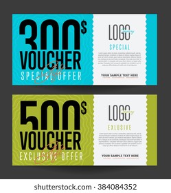 Gift Voucher Template. Two Side Of Discount Voucher Or Gift Certificate Layout. Promo Coupon Of Discount  Special Offer. Voucher Card Template Vector Design For Restaurant Or Luxury Business.