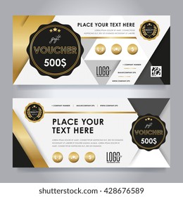 Gift voucher template. Two side of discount voucher or gift certificate layout. Promo coupon of discount  special offer. Voucher card template vector design for restaurant or luxury business.