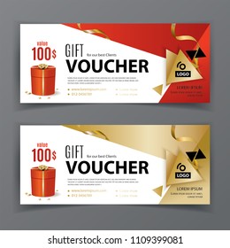 Gift voucher template. Universal flyer for business. Clean vector design, black gold design elements. Clean design for department stores, business. Abstract vector background