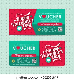 Gift voucher template with valentines day pattern,Vector illustration