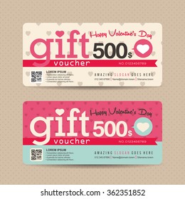 Gift voucher template with valentines day pattern,Vector illustration