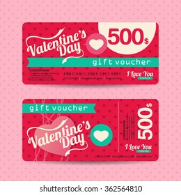 Gift voucher template with valentines day pattern,Vector illustration