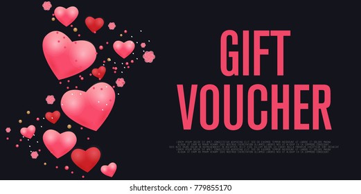 gift voucher template for valentines day discount coupon vector illustration