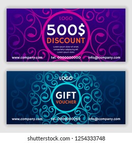 Gift voucher template. Vector illustration