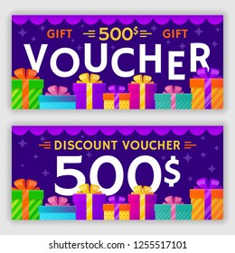 Gift voucher template. Vector illustration