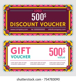 Gift voucher template. Vector illustration
