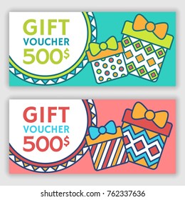 Gift voucher template. Vector illustration
