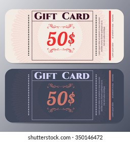 Gift voucher template with vintage   pattern  vector illustration