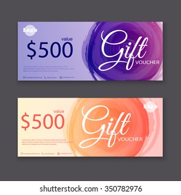 Gift Voucher Template Watercolor Certificate Stock Vector (Royalty Free ...