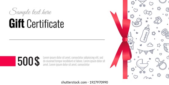 Gift Voucher Templates for Kids and Baby Goods. Gift certificate for a holiday.  Vector  illustration