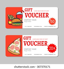 Gift Voucher template.Vector illustration. fastfood concept.