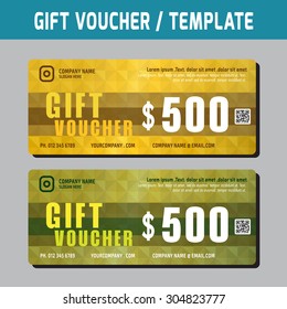 Gift Voucher template.Vector illustration.gold retro color and green retro concept.