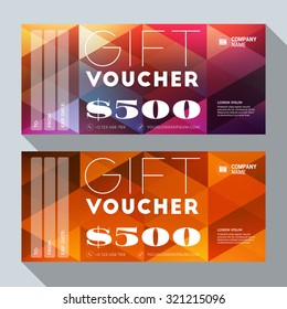 Gift Voucher Vector Design Print Template. Discount Card. Gift Certificate. 2 Color Themes. Vector Illustration