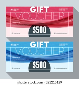 Gift Voucher Vector Design Print Template. Discount Card. Gift Certificate. 2 Color Themes. Vector Illustration