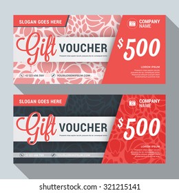 Plantilla de impresión de diseño de Vector de cupón de regalo. Tarjeta de descuento. Certificado de regalo. 2 Temas de color. Ilustración vectorial