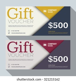 Gift Voucher Vector Design Print Template. Discount Card. Gift Certificate. 2 Color Themes. Vector Illustration