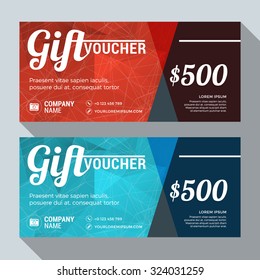Gift Voucher Vector Design Print Template. Discount Card. Gift Certificate. 2 Color Themes. Vector Illustration