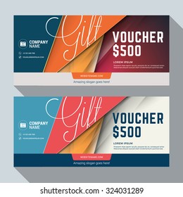 Gift Voucher Vector Design Print Template. Discount Card. Gift Certificate. 2 Color Themes. Vector Illustration