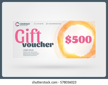 Gift voucher. Vector design template. Discount card. Gift certificate. Pink Color Theme. Vector Illustration