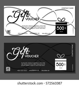 Gift voucher. Vector, illustration. Black-white background.
