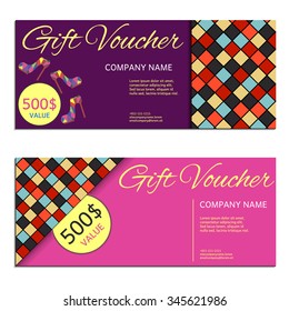 Gift voucher. Vector, illustration. Card template.