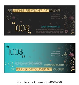 Gift voucher. Vector, illustration. Card template.