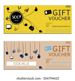 Gift voucher. Vector, illustration. Card template.