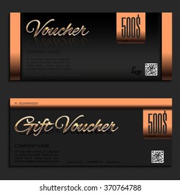 Gift voucher. Vector, illustration. Card template. copper