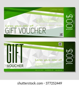 Gift voucher. Vector, illustration. Card template. Green