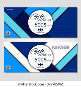 Gift voucher. Vector, illustration. Card template. Blue.