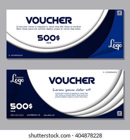 Gift voucher. Vector, illustration. Card template. Blue.