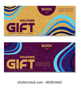 Gift voucher. Vector, illustration. Card template.