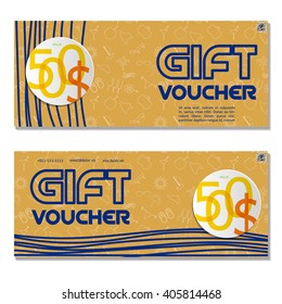 Gift voucher. Vector, illustration. Card template.