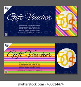 Gift voucher. Vector, illustration. Card template.