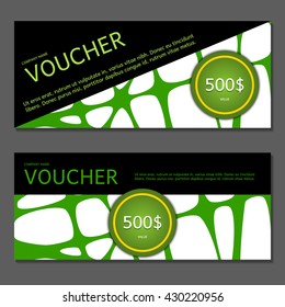 Gift voucher. Vector, illustration. Card template. Green