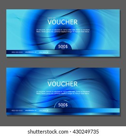 Gift voucher. Vector, illustration. Card template. Blue.