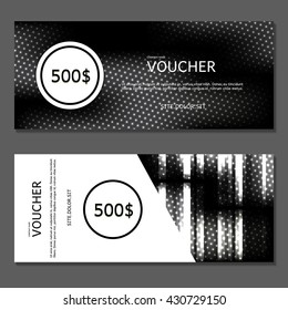 Gift voucher. Vector, illustration. Card template. Black and white